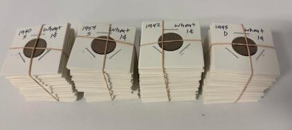 Coin Collection of U.S. Mint Wheat Pennies, Years 1940-1954, Mint Marks D & S (100 coins)