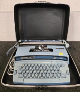 Vintage 1970s Smith Corona Coronet Super 12 Electric Portable Typewriter Featuring Coronamatic cartridge system w/Black Case