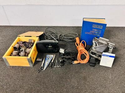 Polaroid 420 Land Camera, Packfilm, 114mm f/8.8 Lens, Cables, Vintage Radio and Animal Sheers, Scissors, Domestic Component Locator Manual For Cars and More