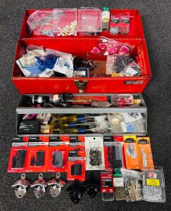 Handi Craft Red Metal Toolbox with Assorted Everbilt Hardware & Tools