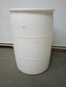 White Plastic 50 Gallon Barrel