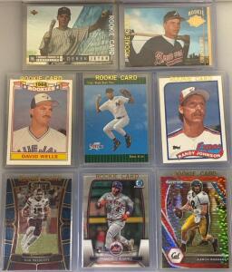 Collection Of Rookie Sports Trading Cards Including Derek Jeter, David Wells, Randy Johnson, Aaron Rodgers, And More