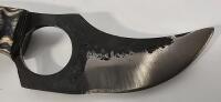 Carbon Steel Short Blade Skinning Knife With Finger Hole Grip - 2