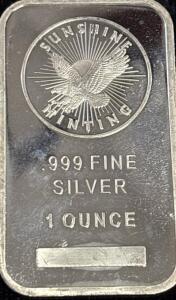 Sunshine Minting 1oz .999 Fine Silver Bar