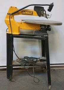 DeWalt DW788 29" Scroll Saw On Metal Stand With Wheels And Attached Work Light