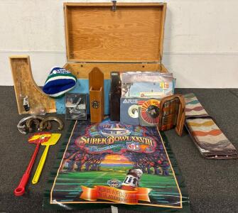 Vintage Memorabilia Collection: Vinyl Records, Super Bowl Poster, Grooming Kit, Horseshoes