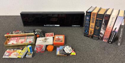 Ignition Pro Digital Wall Clock, Large Display, Black. Books (7)- Gone Girl, Where Men Win Glory. Batteries and more