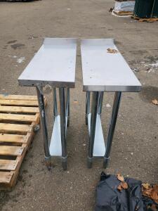 Commercial Stainless Steel Work Tables, 4'x2'x3', Backsplash, 1 Shelf