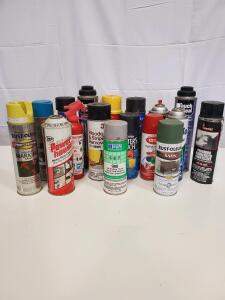 Rust-Oleum Satin Paint, Krylon Gloss Red, Sherwin Williams Primer, Various Spray Cans