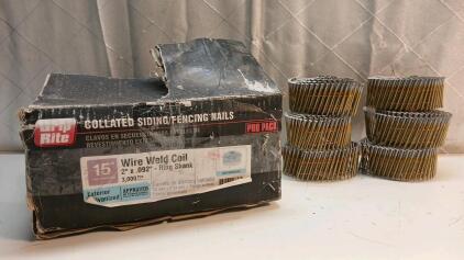 (6) Rolls Of 15&deg; 2"x.092" Wire Weld Coil Siding Nails