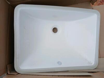Undermount Lavatory Sink, Model H-1813W, Porcelain, White