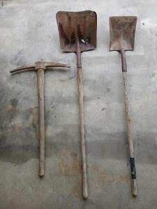 (2) Shovels (1) Pickaxe