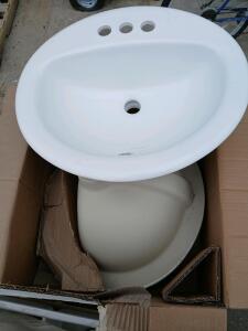(3) White Oval Drop-In 20" Ceramic Sink