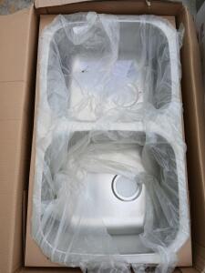 Undermount Stainless Steel Double Bowl Kitchen Sink, Model 7339398, 32-5/16" x 18-1/2" x 9"