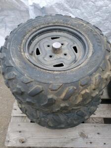 (2) Dunlop KT125 ATV Tires & Wheels, AT25x10-12, 12-inch Rim