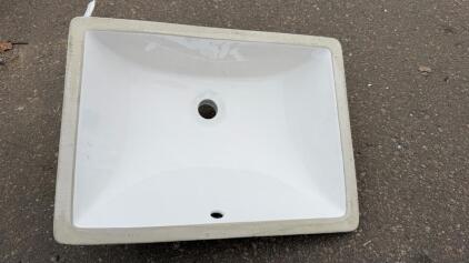 Undermount Ceramic Bathroom Sink, White, 8x19 Serial