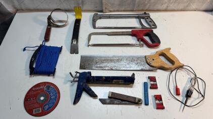 Hand Tools Assortment, 10 Pieces, Metal and Wood, Multicolor