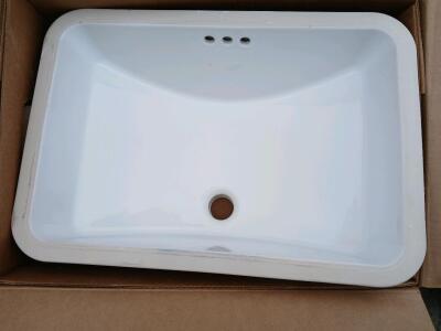 White Undermount Bathroom Sink Basin, Porcelain/Ceramic, Serial 6792