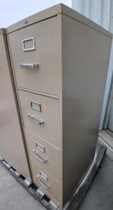 (1) 4-Drawer Tan Filing Cabinet -15"Lx25"Wx52"H