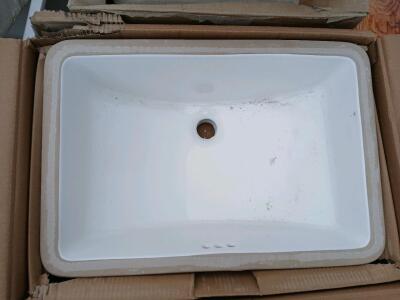 White Ceramic Undermount Bathroom Sink, Model SHU1821WH, 18x12 inches
