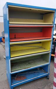 Metal Storage Cabinet with Wheels, 5 Shelves, Multicolor, Approx 72"x36"x18"