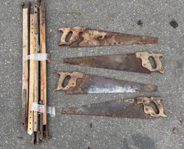 (4) Vintage 28&rdquo; Hand Saws (4) 42&rdquo; Pittman Wood Replacements