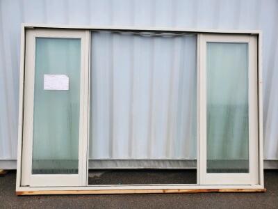 Sliding Glass Patio Door, Aluminum Frame, Frosted Glass, Approx. 8x6 ft