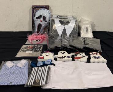 Halloween Lot Including Masks Wednesday Adam&rsquo;s Costume Wooden Decor Ghosts And More