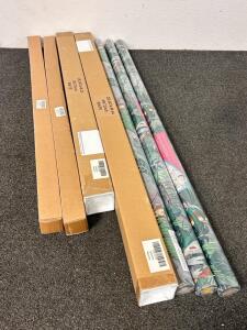 (2) YCUHEN Roller Blackout Blinds (White), (3) Rolls Of Window Privacy Film, and Car Weatherstripping