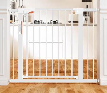Metal Dog Gate For Doorways, White, 36&rdquo; Tall