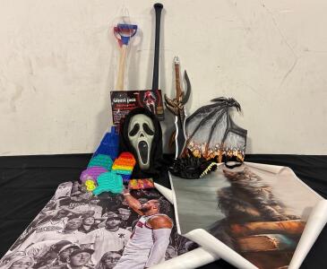 Toy Lot Ghost Face Mask Dragon Mask And Wings Posters And More