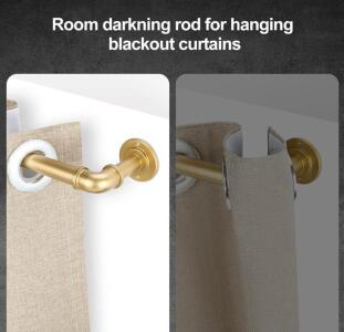 72-144&rdquo; Gold Curtain Rod With Wall And Ceiling Mount