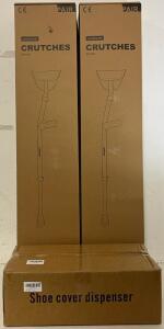 (2) Pairs Of Crutches For Adults & Automatic Shoe Cover Dispenser