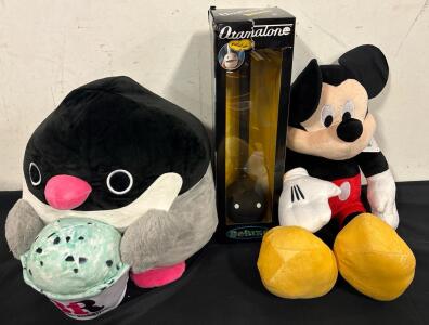 Toy Lot (1) Snackles Series 2 Stuffed Penguin (1) 25&rdquo; Stuffed Disney Mickey And (1) Otamatone Musical Toy Instrument