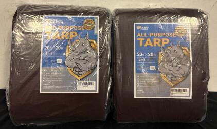 (2) All Purpose Heavy Duty &ldquo;Guard Shield&rdquo; Brand Tarps 20&rsquo;x20&rsquo;