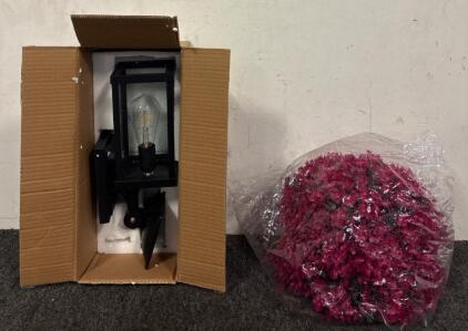 Outdoor Home Decor (1) Solar Outdoor Light and (1) Floral Ball Decor