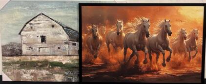 Canvas Wall Art Lot Farmhouse And Horses