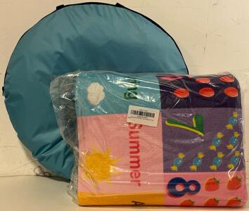 Kids Playroom Learning Rug & Pop Up Beach Tent W/ Kiddie Pool