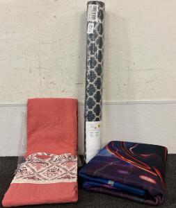 (1) Twin Comforter with Shams (1) Basketball Floor Mat (1) 32x48 Door Mat