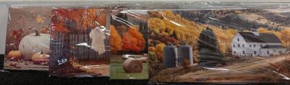 (4) Autumn Themed Canvases 12x24