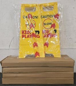 "Caution: Kids Playing" Road/Yard Signs With Reflector- (4) Boxes, (2) Per Box