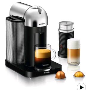 Nespresso Vertuo Coffee and Espresso Maker by Breville, Chrome with Aeroccino Milk Frother- New In Box