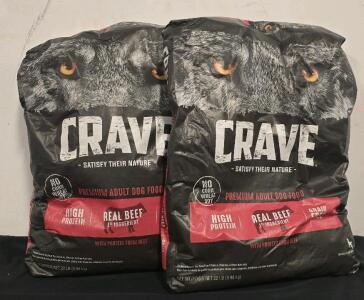 (2) 22lbs Bags Of Crave Premium Dog Food