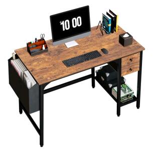 Lufeiya Computer Desk with Drawers - 40 Inch Work Reversible Small Desk for Bedroom Or Home Office