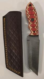 Damascus Steel Custom Hunting Knife W/ Sheath