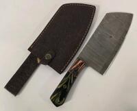 Damascus Steel Chef's Style Cleaver With Sheath