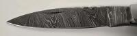 Custom Damascus Steel Folding Pocket Knife With Brown Leather Case - 2