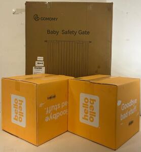 Comony 36&rdquo; Tall Baby Gate & (2) Boxes Size 1 Diapers (256 Diapers Total)