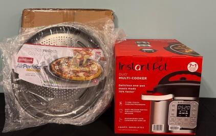 Instant Pot Duo Multi Cooker And Goodcook Air a perfect Non Stick Pizza Pan (6) Piece Set for Large Pizzas 15.75&rdquo;