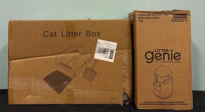 (1) Win4All Stainless Steel Cat Litter Box 62x21.5x43.5 CM And (1) Litter Genie Cat Litter Disposal Sysyem With 24 Bags 17&rdquo;x9&rdquo;